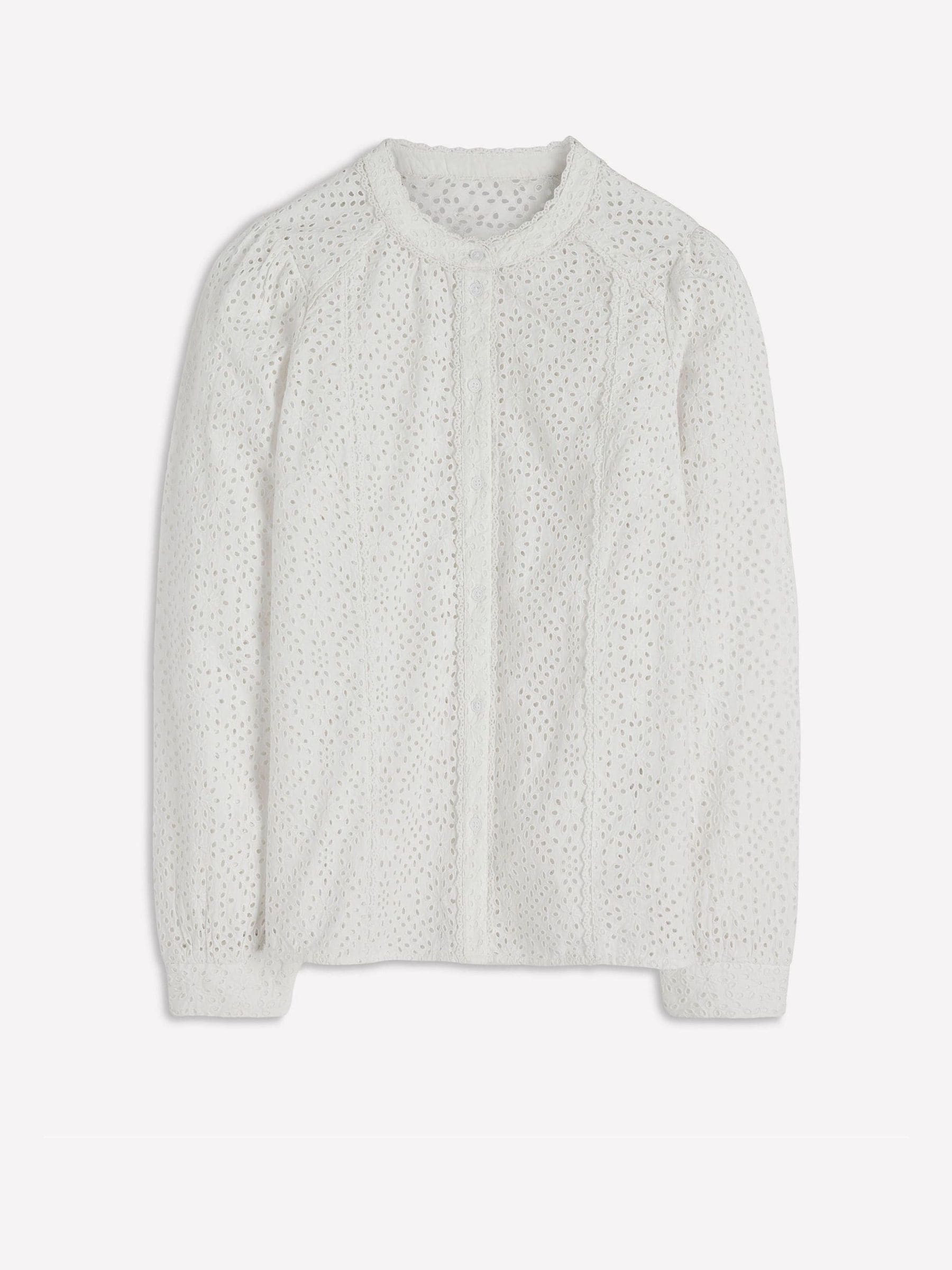 Boden Boden White Rhea Trim Insert Broderie Top | Next US