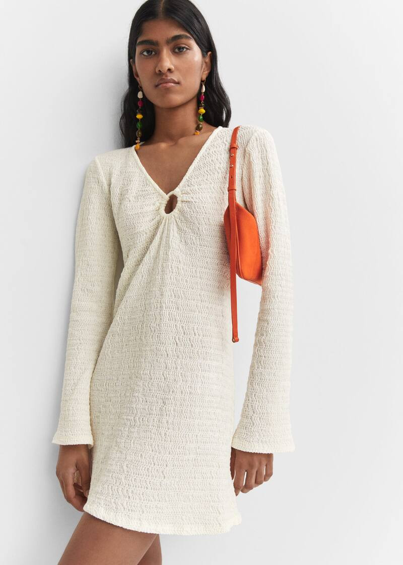 Search: Textured dress with hoop detail (78) | Mango United Kingdom | MANGO (UK)