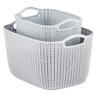 Curver Cloudy Grey Knit Storage Baskets | The Container Store