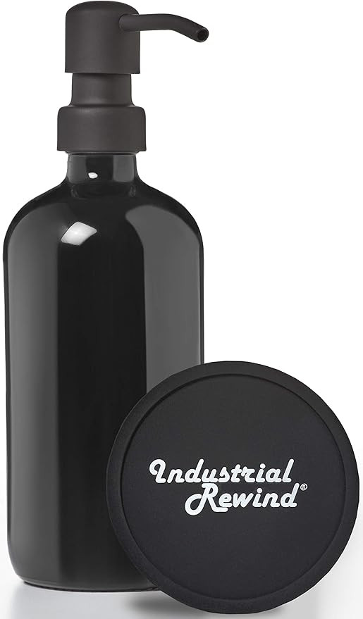 Black Soap Dispenser with Metal Pump and Coaster for Non Slip Bottom - 16oz Glass Bottle for Liqu... | Amazon (US)