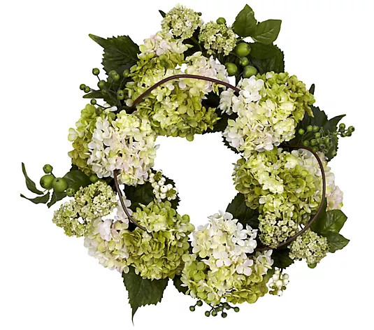 Make Your Selection: 22" White Hydrangea Wreath by Nearly Natural | QVC