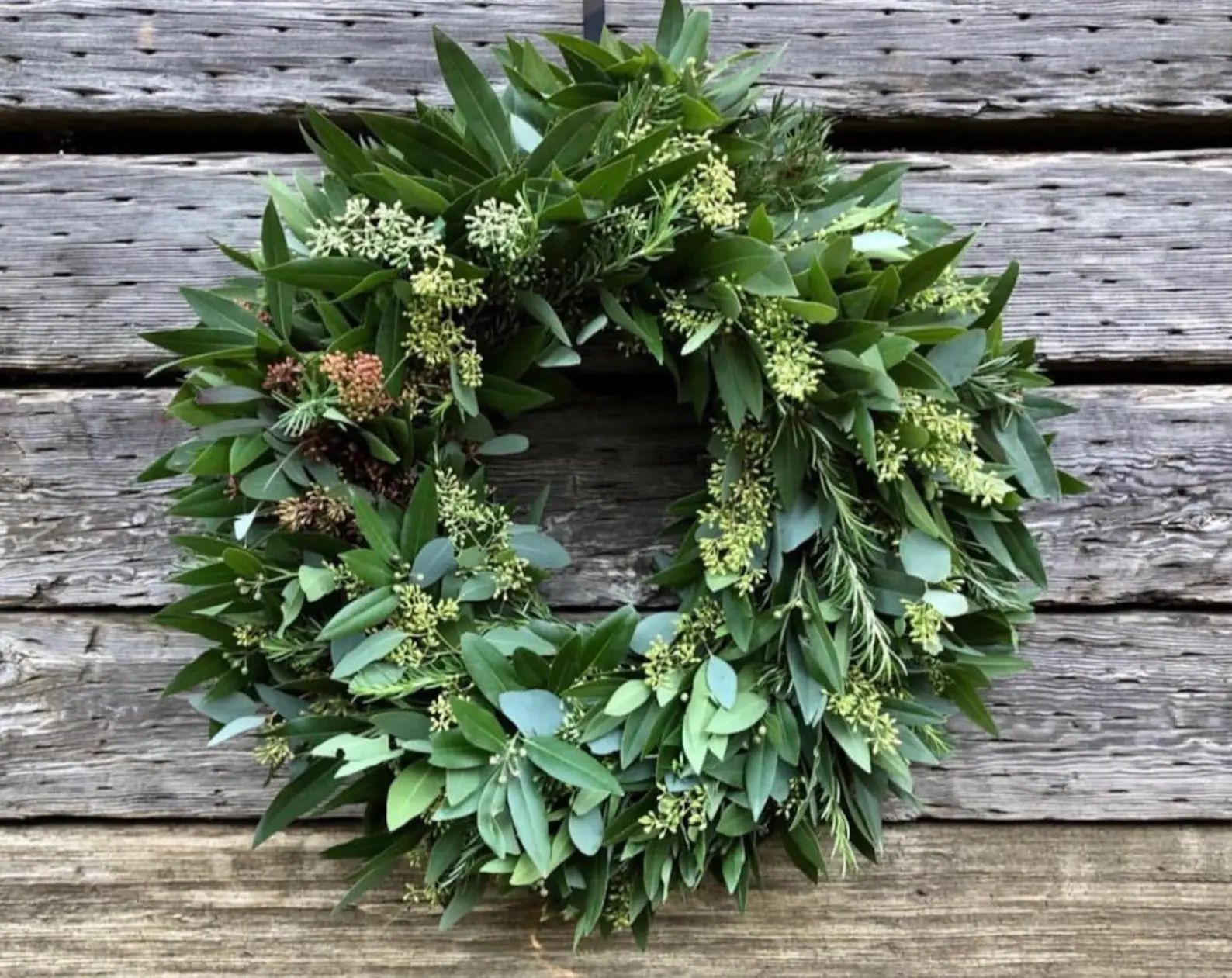 FRESH Eucalyptus seeded Bay leaf Rosemary wreath Advent Fragrant decor fall autumn Thanksgiving C... | Etsy (US)