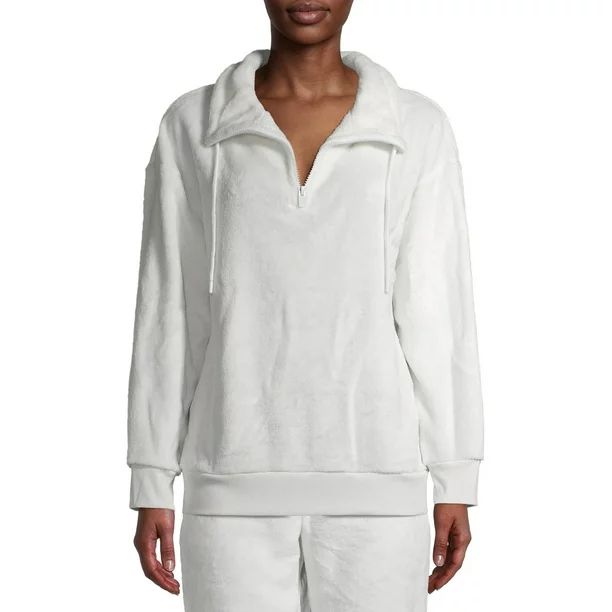 Secret Treasures Women's and Women's Plus Deluxe Touch Long Sleeve Half Zip Lounge Pajama Sweatsh... | Walmart (US)