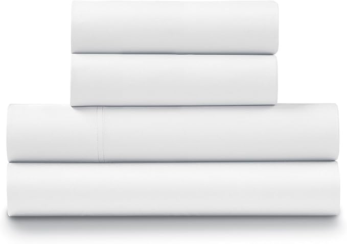 Ella Jayne 100% Cotton Sateen 500 Thread Count Deep Pocket 4-Piece Sheet Set, Queen, White | Amazon (US)