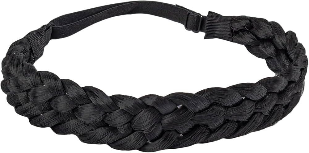 Fumwase 5 Strands Synthetic Hair Braided Headbands Stretch Elastic Classic Chunky Wide Plaited Ha... | Amazon (US)