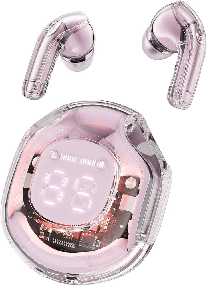 ACEFAST T8 Wireless Earphones Bluetooth 5.3 Headphones LED Power Display Mini Crystal in-Ear Earbuds with Wireless Charging Case Touch Control Built-in Mic Headphone for Sports Waterproof Earphone | Amazon (US)