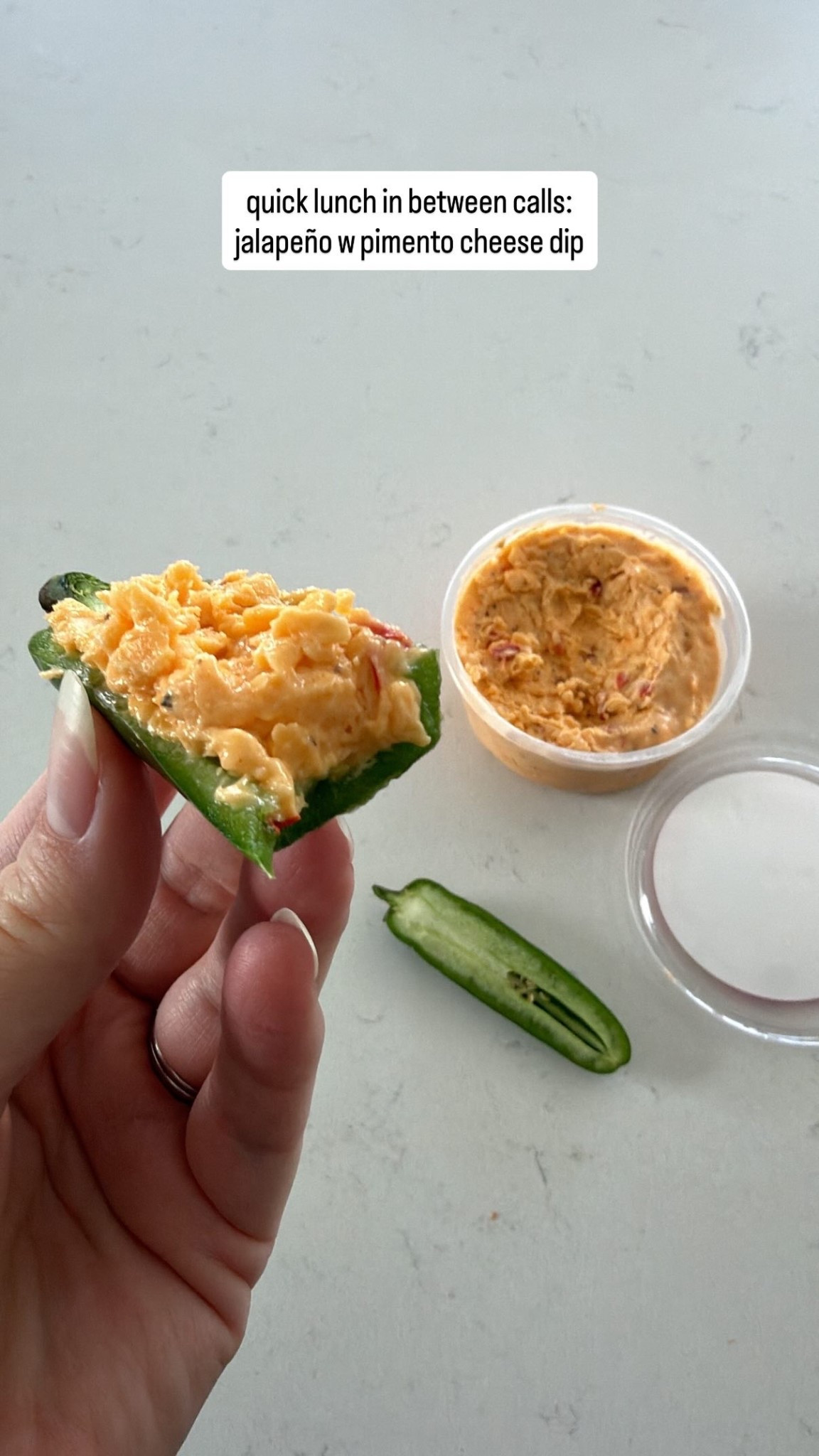 quick lunch in between calls:
jalapeño w pimento cheese dip

#LTKfoodie #LTKdayinmylife #LTKmomlife