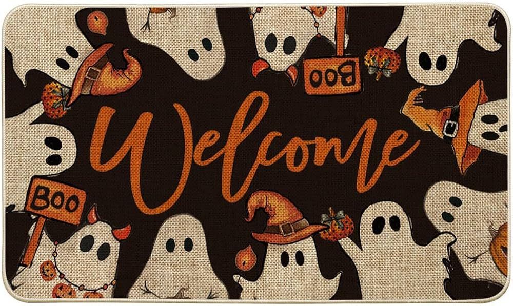 Artoid Mode Ghost Boo Halloween Welcome Doormat, Home Decor Low-Profile Switch Rug Door Mat Floor... | Amazon (US)