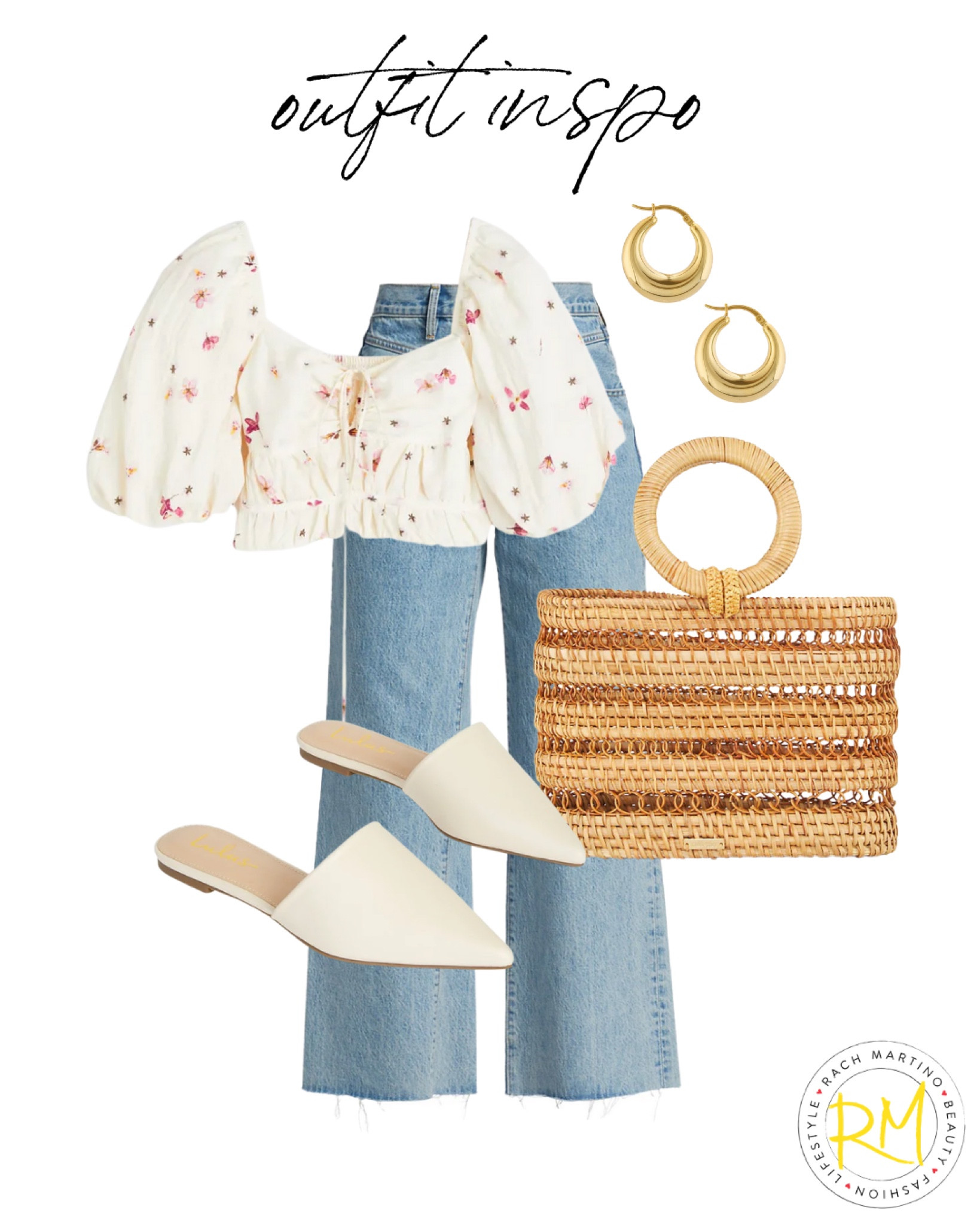 Puff sleeve crop top causal outfit idea casual Friday denim outfit 

#LTKstyletip #LTKunder50 #LTKsalealert