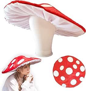 Dreamstall Mushroom Hat Costume Cosplay Accessory Party Hat Cap, Oversized with Wired Brim (Red) | Amazon (US)