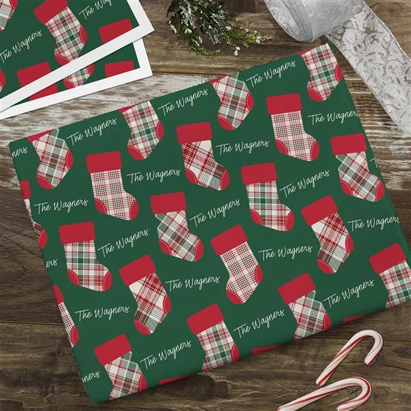 Fresh Plaid Personalized Christmas Wrapping Paper Sheets- Set of 3 | Personalization Mall