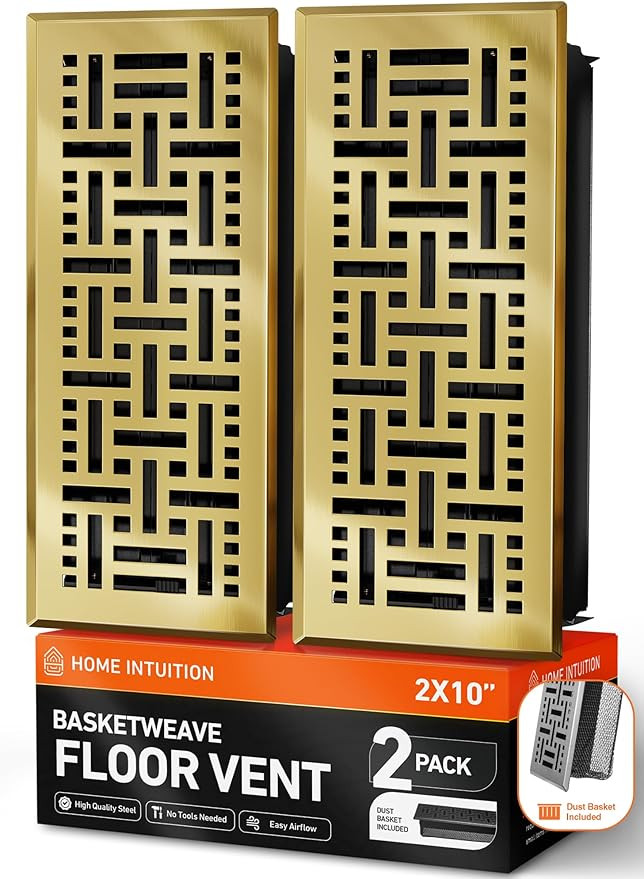 Home Intuition Basketweave Floor Vent Cover 4X12 Inch Floor Register with Mesh Cover Trap Heat an... | Amazon (US)