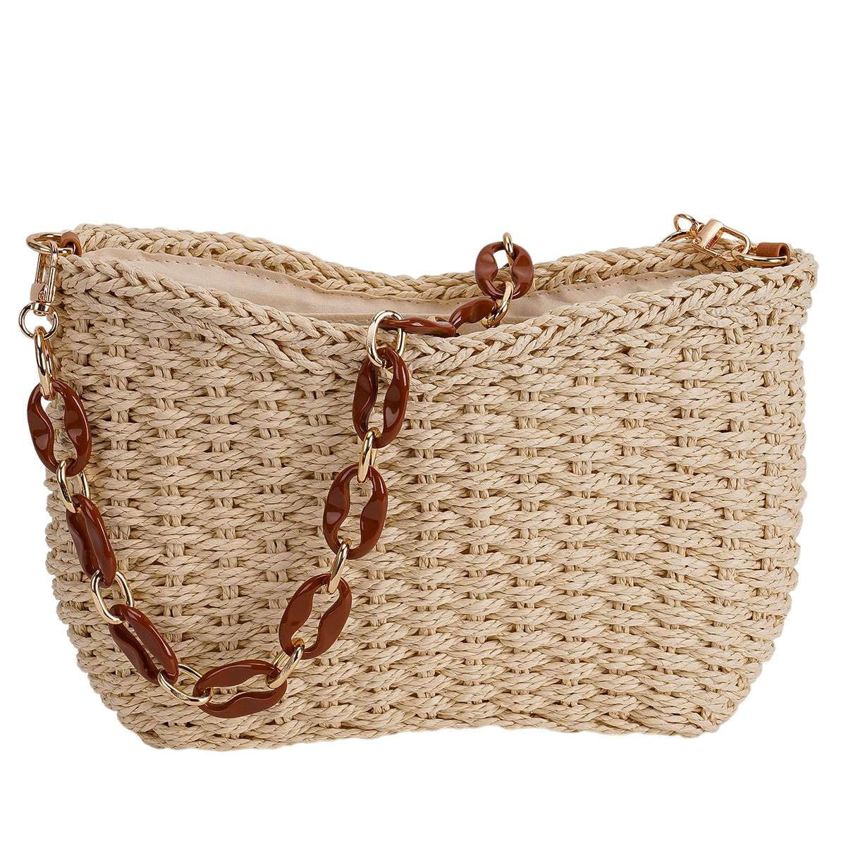 PULLIMORE Beach Bags for Women Summer Straw Purse Boho Woven Shoulder Bag Crochet Purse Vacation ... | Walmart (US)