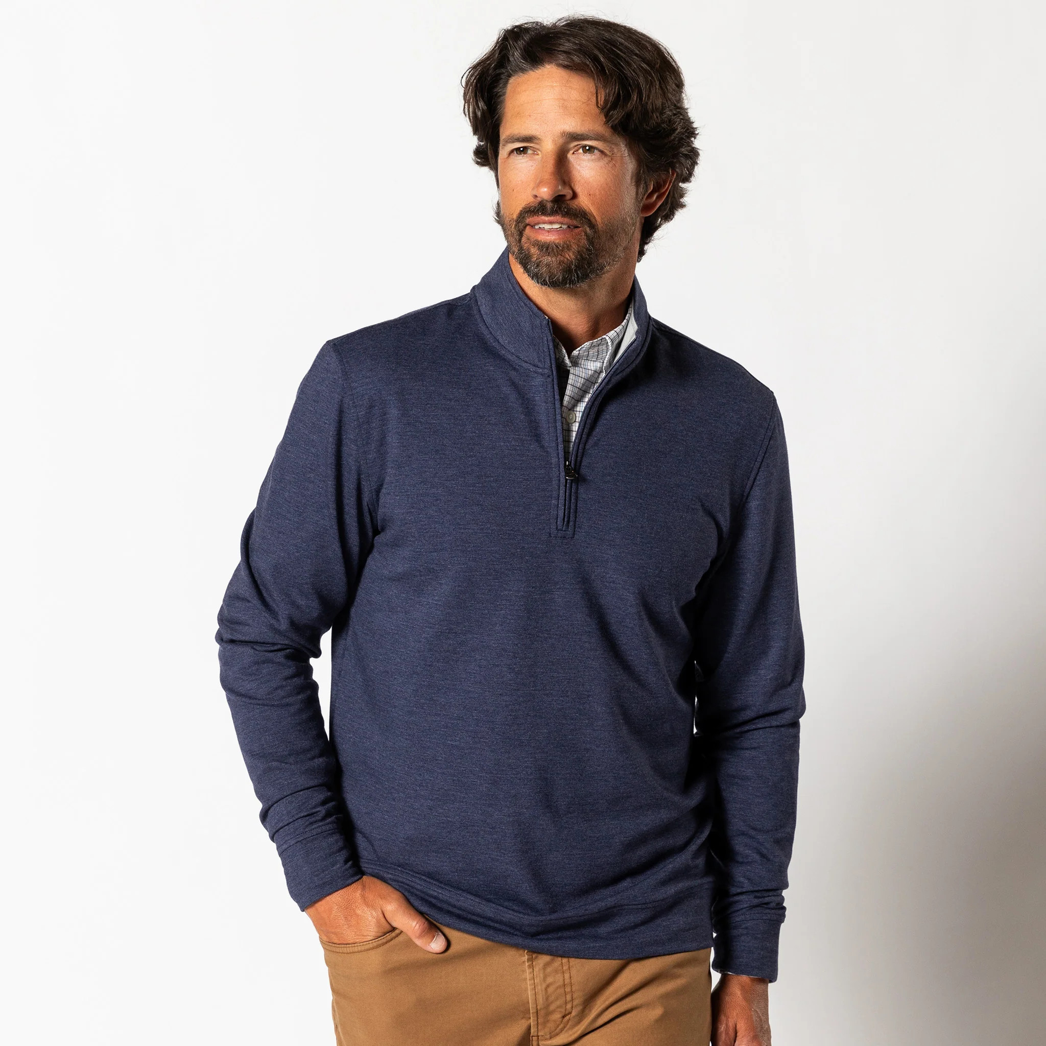 Dunmore Performance 1/4 Zip Pullover - Maritime Blue Heather | Duck Head Apparel