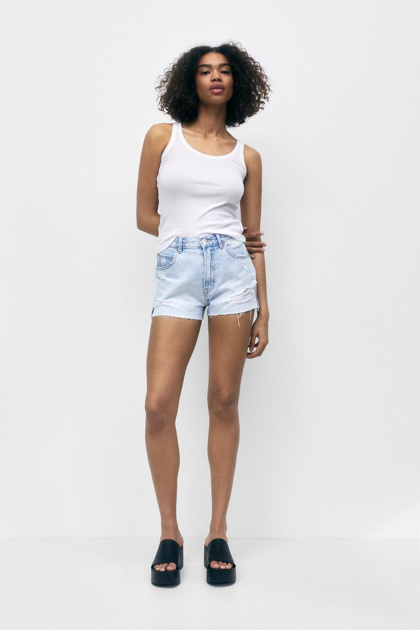 Mom fit ripped denim shorts | PULL and BEAR UK