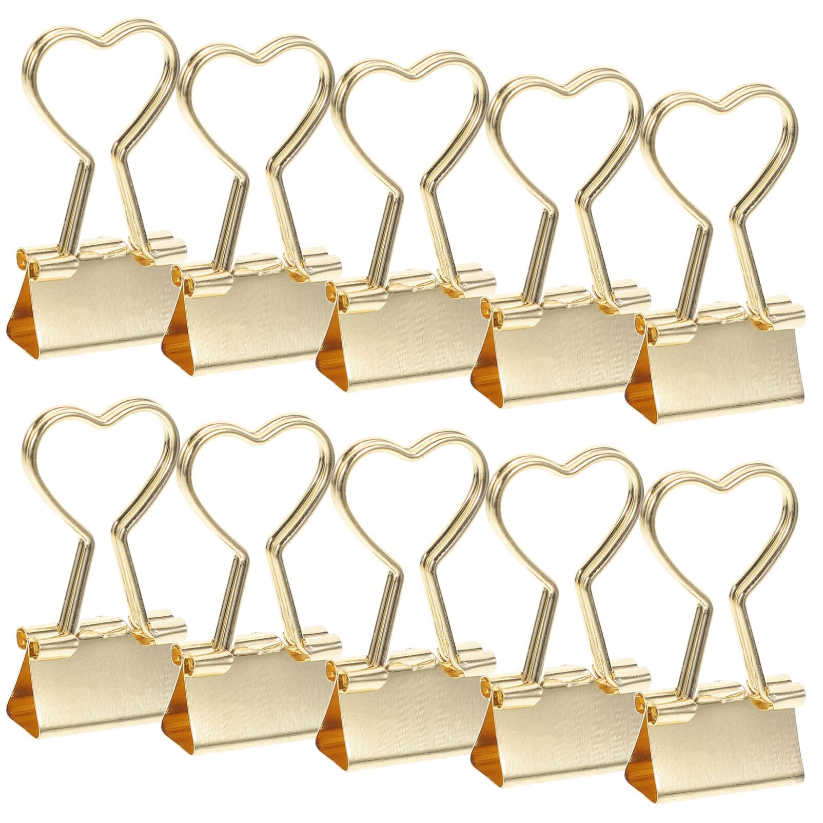 SHINEOFI 10pcs Heart Shape Binder Clips Gold Metal Binder Clips with Heart Shaped Handle Cute Paper Clamps Paperclips Bookmarks Invoice Bill Clip for Office Home School | Amazon (US)