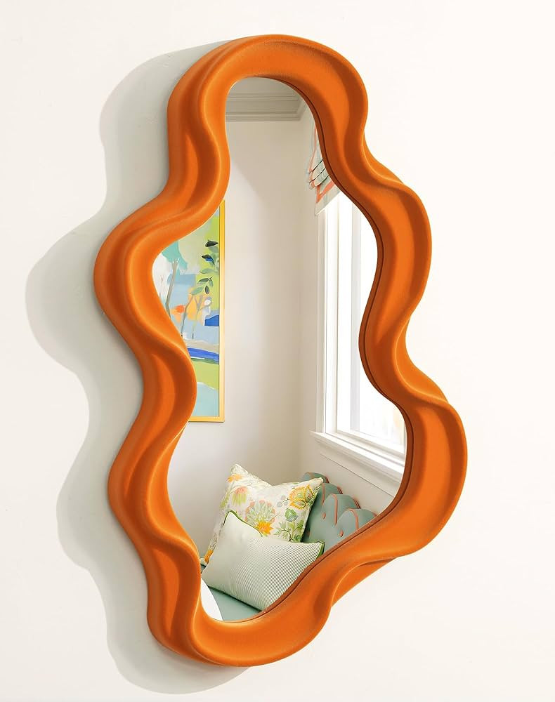TEIPAI Small Decorative Mirror for Girly Bedroom Dresser Decor, Vivid Abstract Wavy Wall Mirrors ... | Amazon (US)