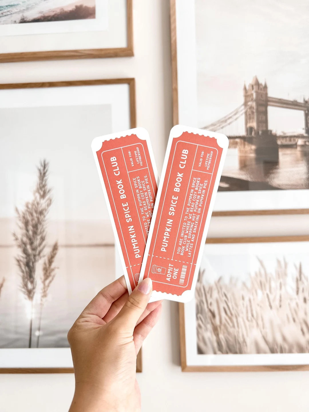 Pumpkin Spice Ticket Bookmark Cute Bookish Bookmarks, Cute Ticket Bookmarks, Double-sided, 17pt T... | Etsy (US)