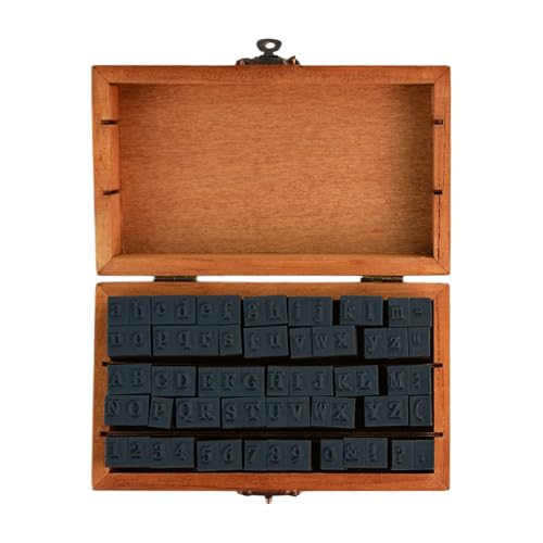 70Pcs Wood Letter Rubber Stamps, Vintage Capital Upper Lower Case Number Stamps Set with Wooden Box, Alphabet Stamper Seal Set for DIY Planner/Scrapbook/Card Making/Kids Painting/Clay Crafts | Amazon (US)