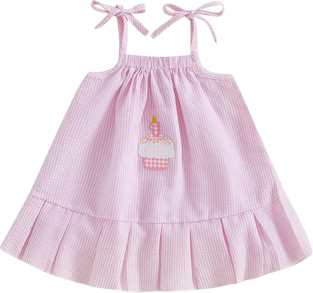 Baby Girl First Birthday Outfit Cake Smash Dress One Year Old Birthday Dress Summer Casual Dress | Amazon (US)