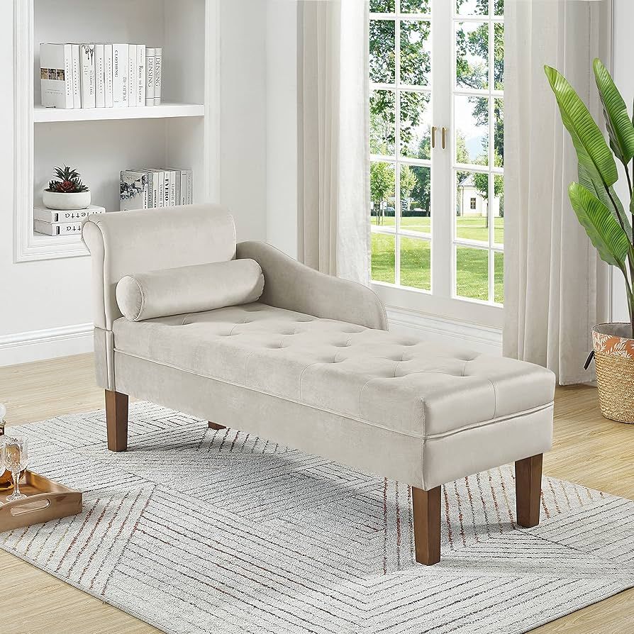 24KF Modern Upholstered Tufted Velvet Chaise Longue Chair, Comfortable Fashional Living Room Chai... | Amazon (US)