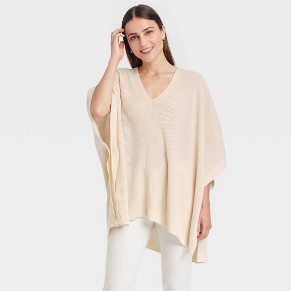 Women&#39;s V-Neck Pullover - A New Day&#8482; Cream One Size | Target