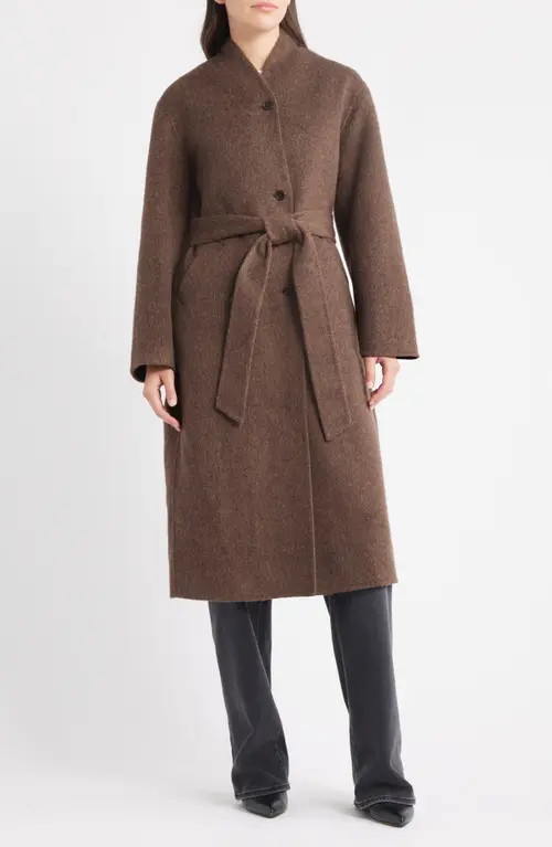 Rails Roland Tie Waist Wool Blend Coat in Heather Umber at Nordstrom, Size Medium | Nordstrom