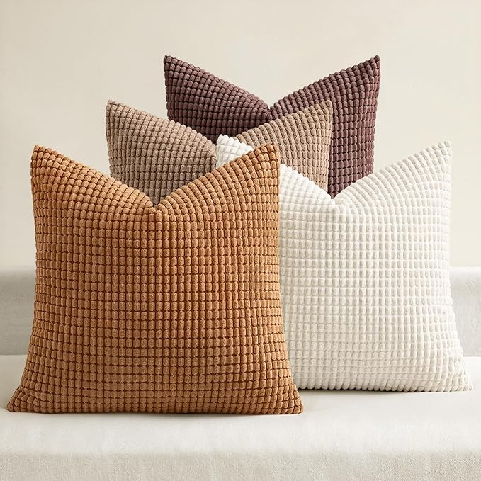 MIULEE Fall Decorative Throw Pillow Covers 20x20 Inch Set of 4 Brown | Amazon (US)