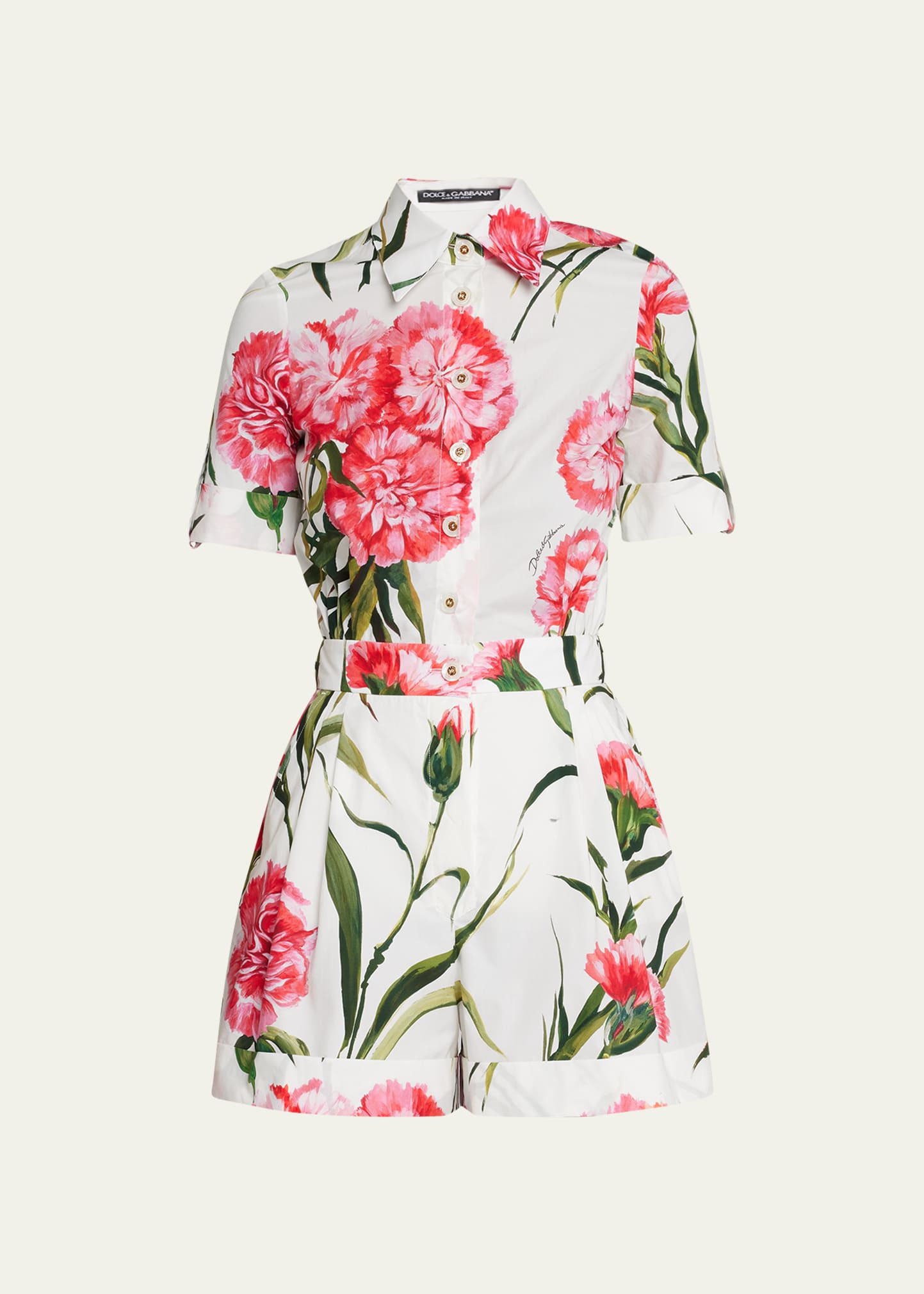 Dolce&Gabbana Floral Print Button-Front Romper | Bergdorf Goodman
