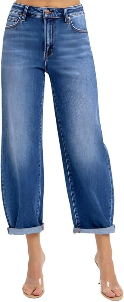 SALT TREE Risen Jeans - High Rise Crop Barrel Jeans - PGA21024 | Amazon (US)