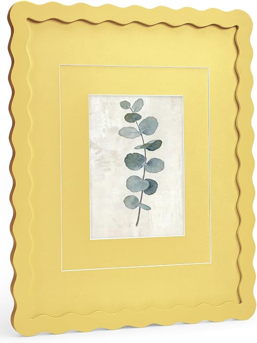 11x14 Picture Frame with Reversible Mat for 8x10/5x7, Real Glass, Stylish Scalloped Wavy Edge Des... | Amazon (US)