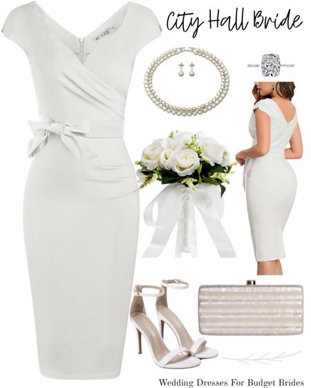 Wedding day outfit idea for the bride to be.

#shortweddingdress #weddingshoes #bridalshowerdress #pearljewelrywedding #cityhallbride 

#LTKstyletip #LTKwedding #LTKSeasonal