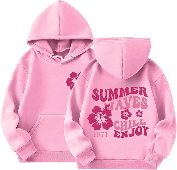 Girls Hoodies Palm Puff Letter Graphic Print Retro Comfy Fleece Sweatshirt with Pocket Long Sleev... | Amazon (US)