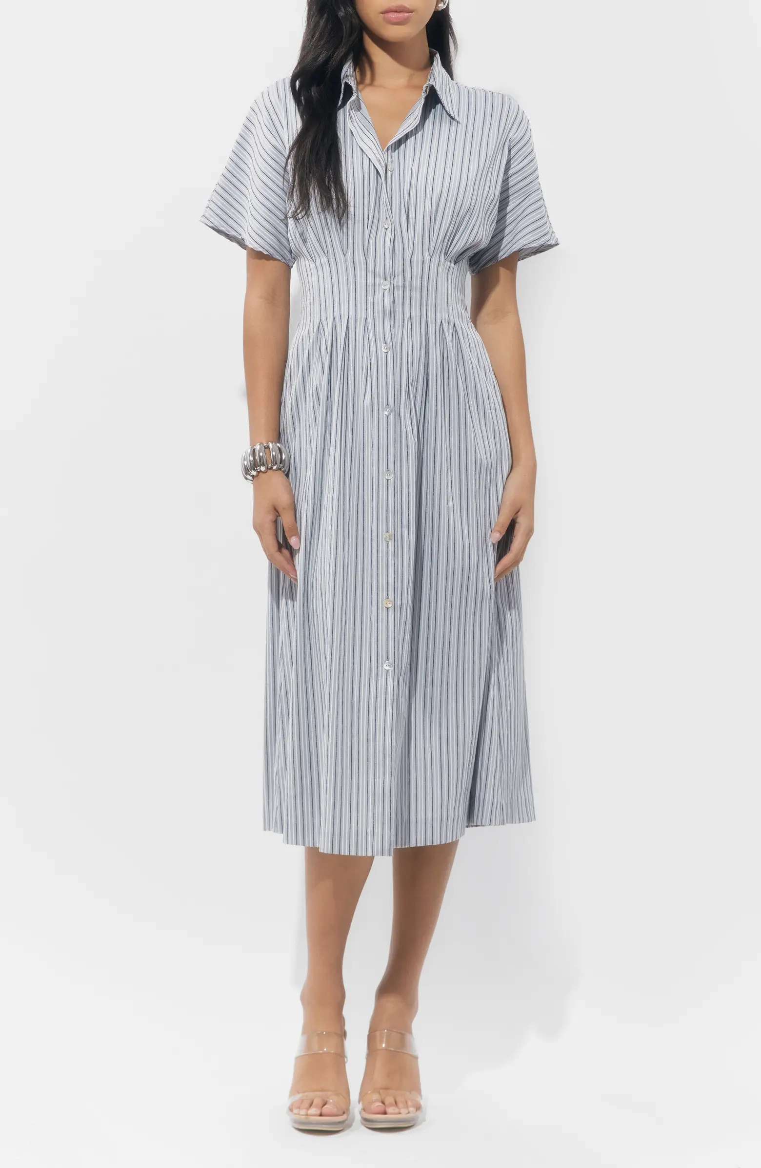 Audrey Stripe Cotton Blend Shirtdress | Nordstrom