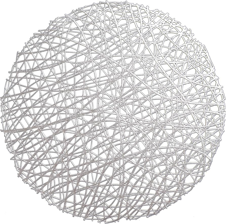 AHHFSMEI Pressed Vinyl Metallic Placemats, Decor Table Mats Set of 6pcs (net Silver, Round) | Amazon (US)