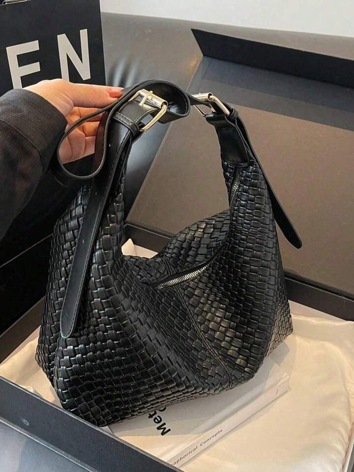 Large Capacity, Portable,Malist Woven Pattern Crossbody Bag, Large Capacity Shoulder Bag, Simple ... | SHEIN