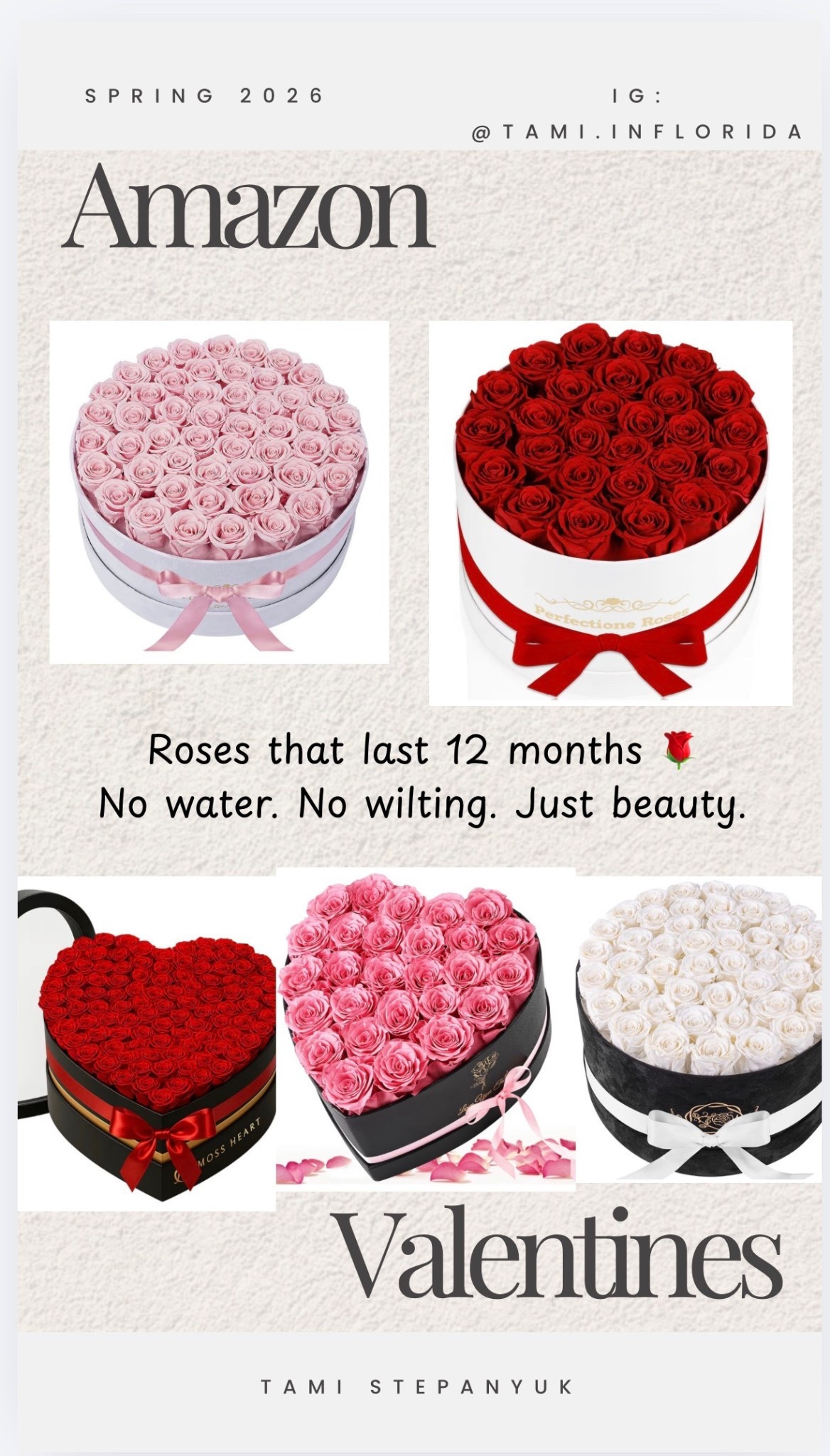 
Preserved roses that last up to a year 🤍
A beautiful Valentine’s gift that doesn’t fade after a week.

🛍️ Shop this Amazon find on LTK

#LTKFinds #LTKGifts #LTKValentines #AmazonFinds #AmazonGifts
#ValentinesGift #ValentinesIdeas #PreservedRoses
#GiftIdeas #RomanticGift #LuxuryOnABudget
#FloridaInfluencer #LifestyleBlogger

#LTKSeasonal #LTKValentine