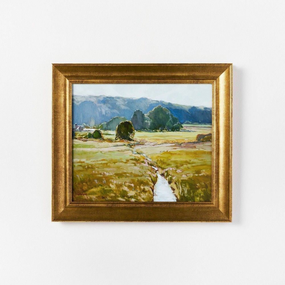 16"" x 14"" Summer Pasture Framed Wall Art Brass - Threshold designed with Studio McGee | Target