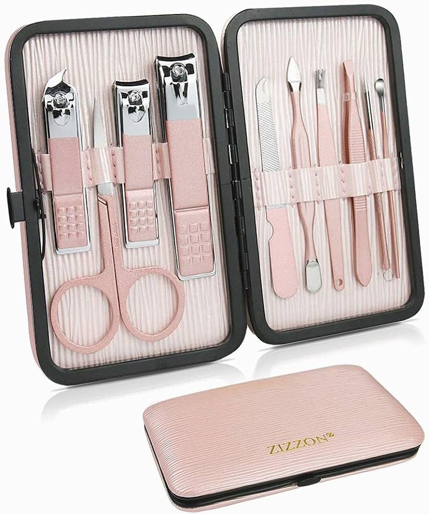 ZIZZON Travel Mini Manicure Set Nail Clipper Set 10 in 1 Stainless Steel Pedicure Care Grooming k... | Amazon (US)
