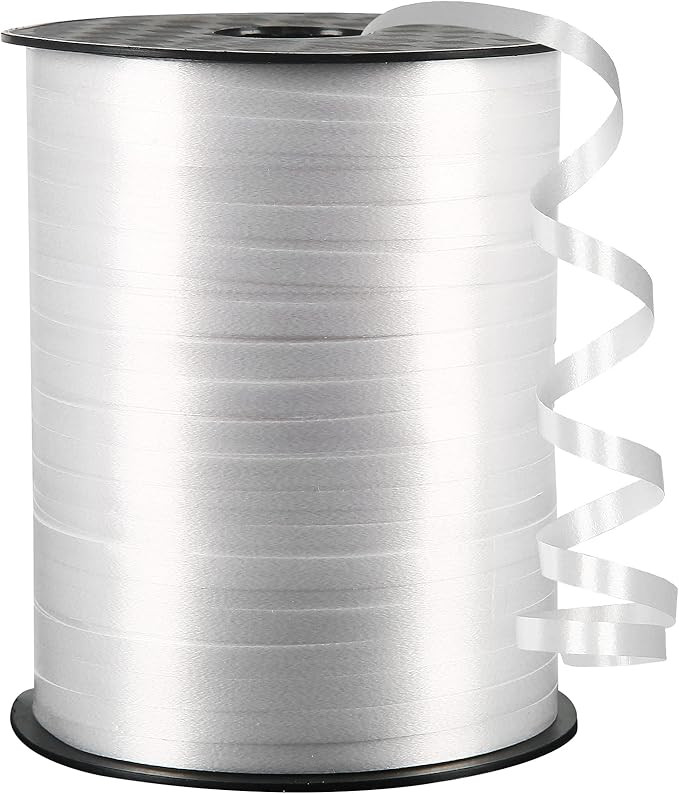 White Curling Ribbon, 500 Yard, 3/16" for Gift Wrapping, Balloon String, Baby Shower, Christmas | Amazon (US)