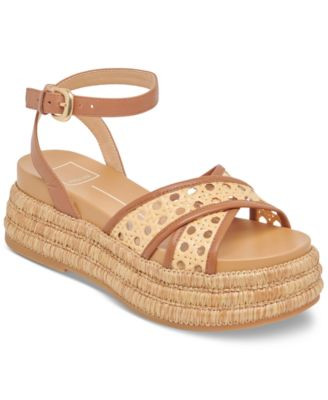 Dolce Vita Women's Wriley Crossband Raffia Woven Demi Wedge Sandals - Macy's | Macy's