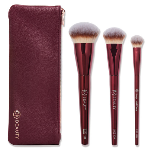 Holy Grail Brush Trio - Signature Series Burgundy Metal Set with Travel Pouch | Ulta