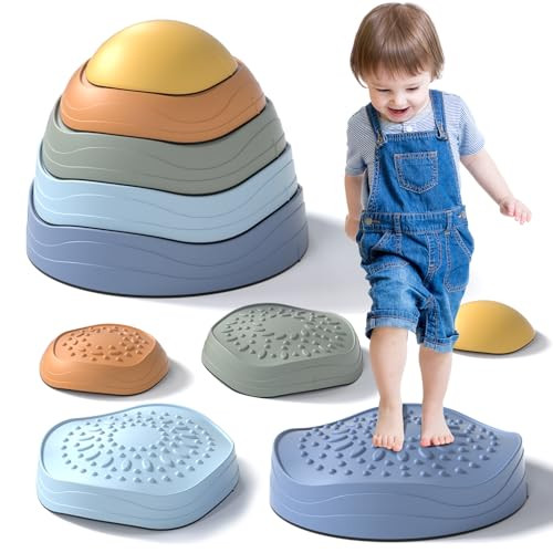 Lehoo Castle Stepping Stones for Kids, Non-Slip Toddler Stepping Stones, Toddler Indoor & Outdoor Toys, Obstacle Course, Sensory Balance Stepping Stones for Toddlers | Amazon (US)