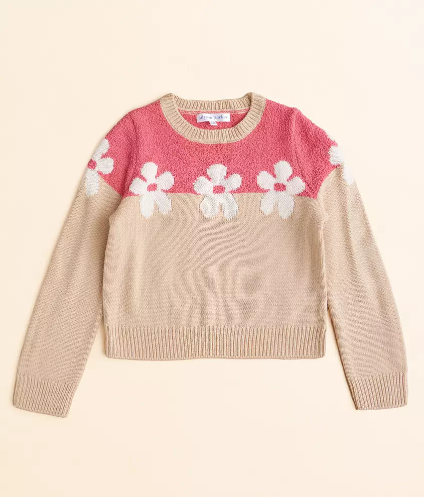 Girls - Flower Color Block Sweater | Buckle