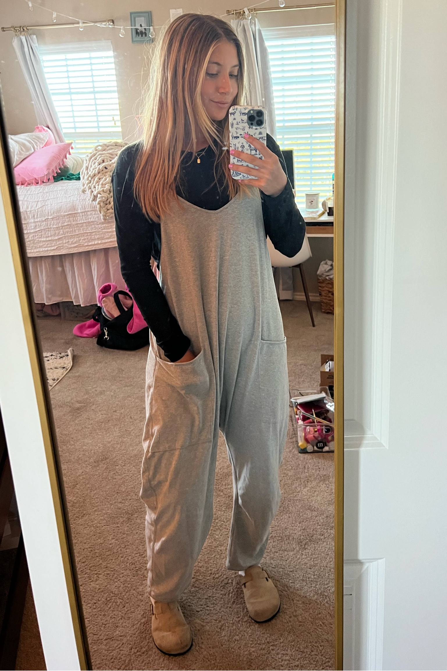 The perfect fall transition piece and looks so cute on anyone. The perfect layering piece. Free people hot shot onesie or a  jumpsuit. Free people top. Birkenstock clog dupes. All the products I'm wearing are tagged below as well as some pieces I wore that day that are not pictured! Perfect gift for Christmas or birthday gift!

#LTKGiftGuide #LTKstyletip #LTKfindsunder100