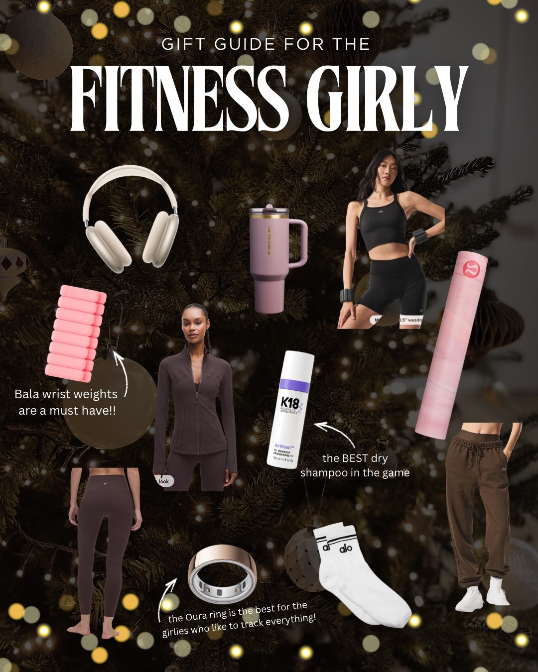 Gift guide for the fitness lover in your life! Can’t go wrong with any of these products! #giftguide #fitness #fitnessguide #presents #alo #lululemon #stanley #bala #christmas #wishlist

#LTKHoliday #LTKfitnessgoals #LTKGiftGuide