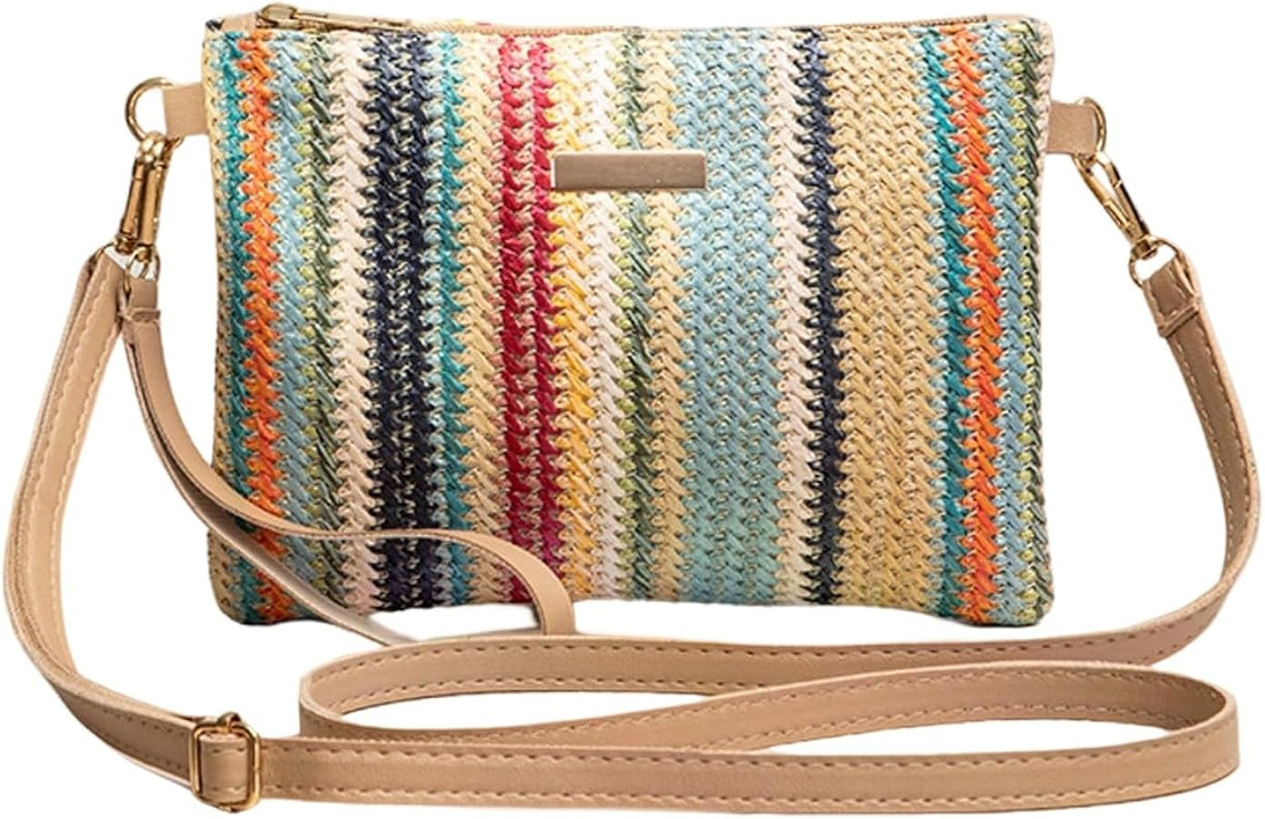 MakeMeChic Women's Rainbow Square Bag Striped Beach Small Crossbody Handbags Purse | Amazon (US)