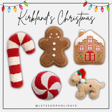Pottery Barn dupes at Kirklands, Christmas throw pillows, gingerbread pillow, candy cane pillow, Christmas home decor 

#LTKSeasonal #LTKSale #LTKHoliday