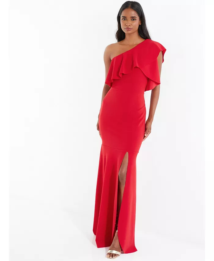 QUIZ Women's Maxi Dress With One Shoulder And Slit Detail - Macy's | Macys (US)