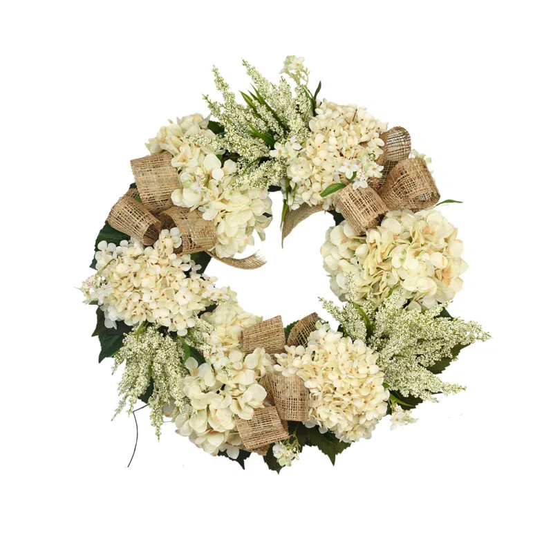 Primrue Hydrangea and Heather Wreath with Burlap Bows | Wayfair | Wayfair North America